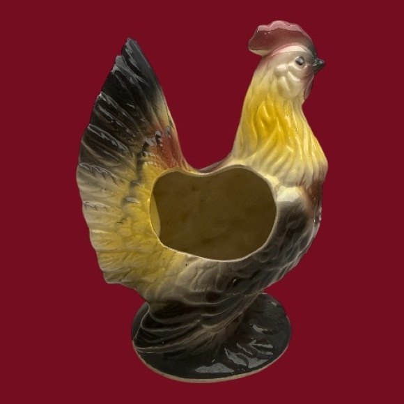 Vintage Rooster Ceramic Planter 1950s Mid-Century Pottery Hand-painted MCM - Picture 1 of 13